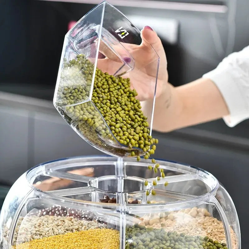 Armazenamento de cereais, grãos e arroz giratório com 6 grades - Dispenser Decorganize