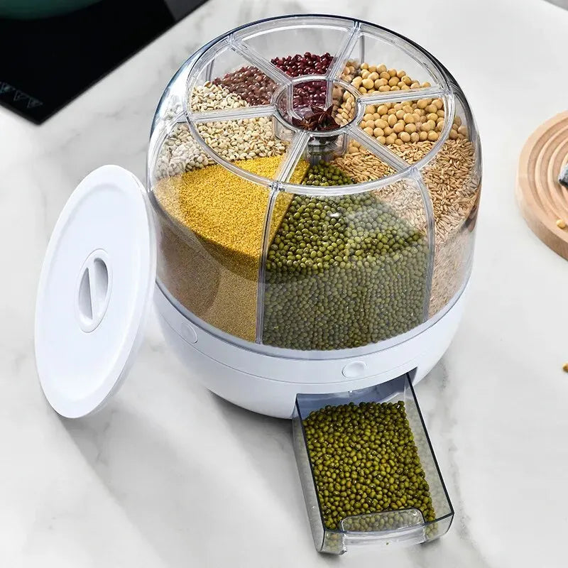 Armazenamento de cereais, grãos e arroz giratório com 6 grades - Dispenser Decorganize